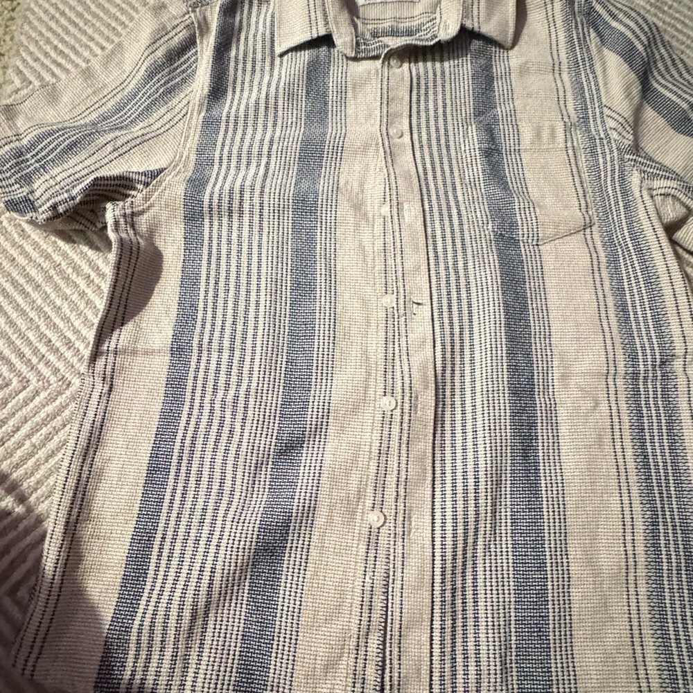 Original Paperbacks Beige and Blue Striped Shirt - Picture 7 of 8